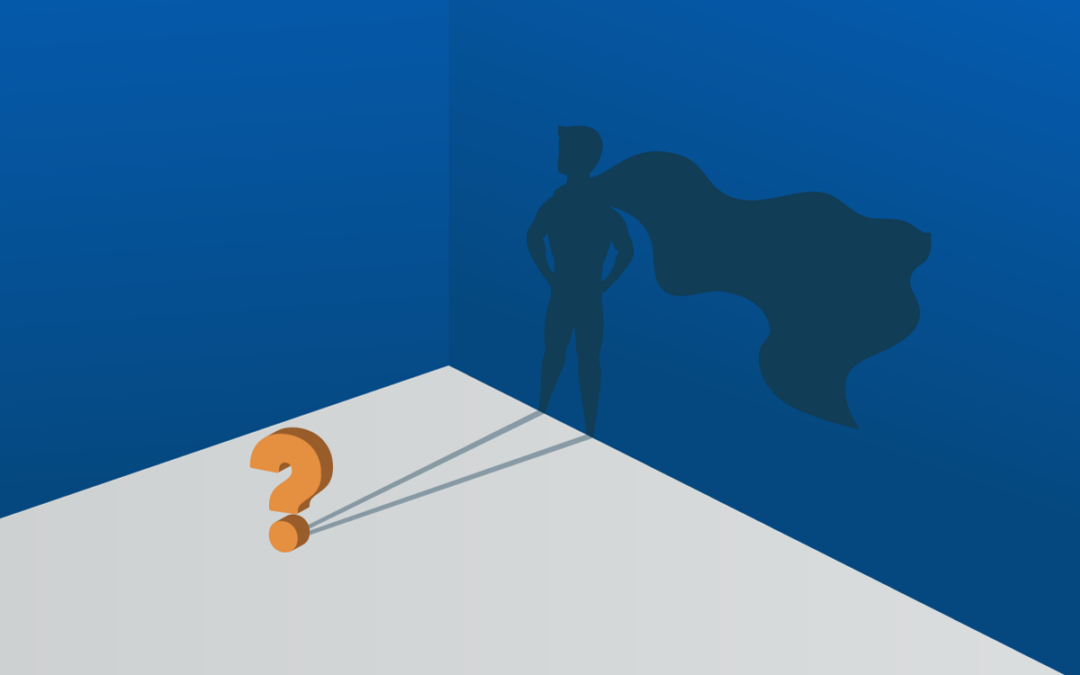 The image connects to the blog's title: A question mark with a shadow behind it in the shape of a superhero figure.