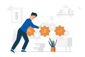 An illustration that shows a nonprofit leader struggling to recruit and retain board members.